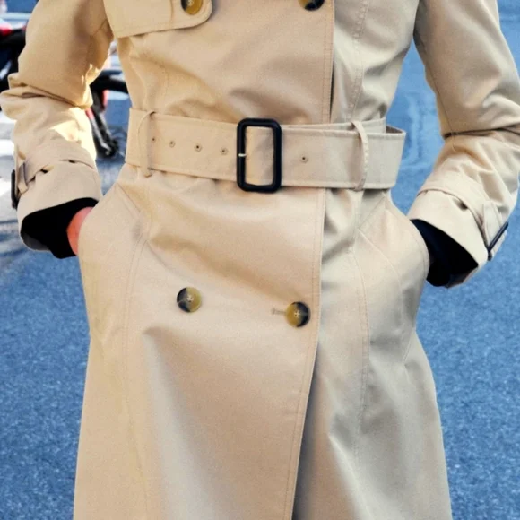 Zara Light Beige Belted Trench Coat - Picture 6 of 12